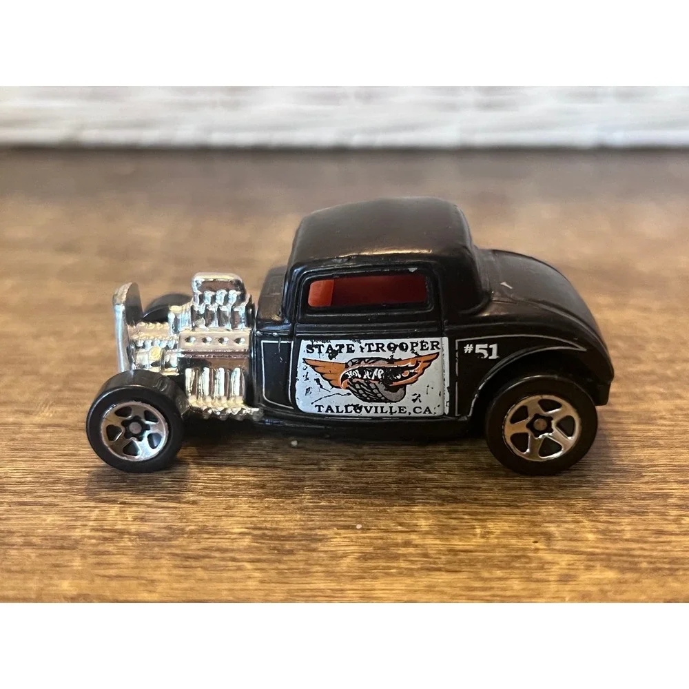 2001 Hot Wheels Black '32 Ford State Trooper Model #216 Hot Rod Loose Die Cast